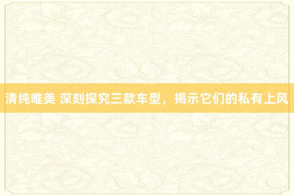 清纯唯美 深刻探究三款车型，揭示它们的私有上风