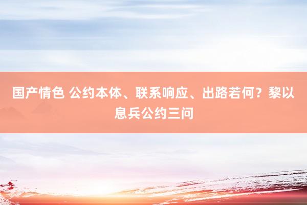 国产情色 公约本体、联系响应、出路若何？黎以息兵公约三问
