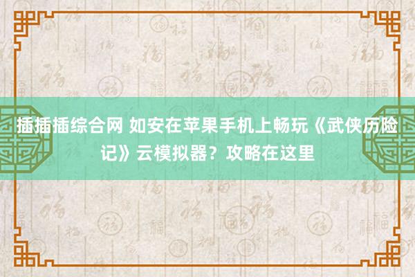 插插插综合网 如安在苹果手机上畅玩《武侠历险记》云模拟器？攻略在这里