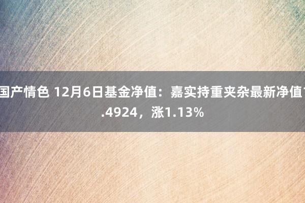 国产情色 12月6日基金净值：嘉实持重夹杂最新净值1.4924，涨1.13%