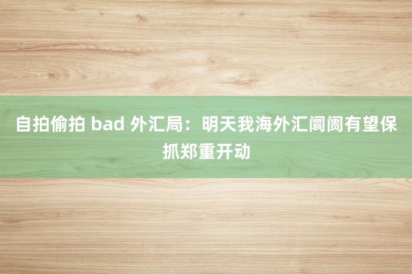自拍偷拍 bad 外汇局：明天我海外汇阛阓有望保抓郑重开动