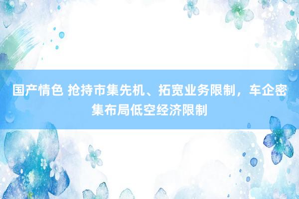 国产情色 抢持市集先机、拓宽业务限制，车企密集布局低空经济限制