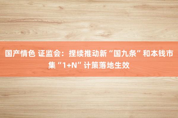 国产情色 证监会：捏续推动新“国九条”和本钱市集“1+N”计策落地生效