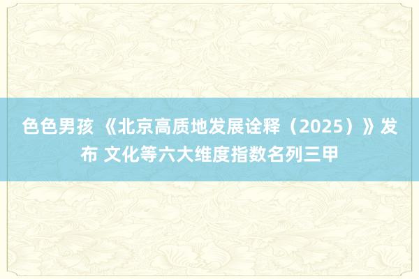 色色男孩 《北京高质地发展诠释（2025）》发布 文化等六大维度指数名列三甲