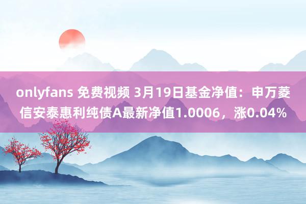 onlyfans 免费视频 3月19日基金净值：申万菱信安泰惠利纯债A最新净值1.0006，涨0.04%