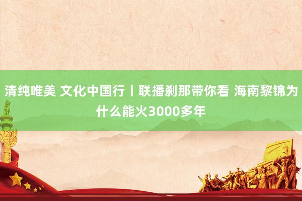 清纯唯美 文化中国行丨联播刹那带你看 海南黎锦为什么能火3000多年