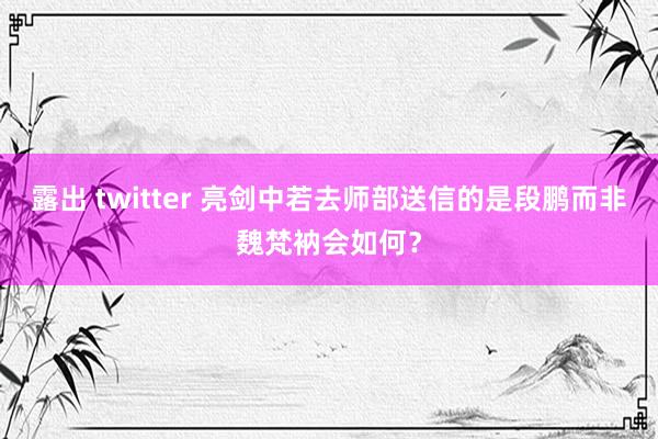 露出 twitter 亮剑中若去师部送信的是段鹏而非魏梵衲会如何？