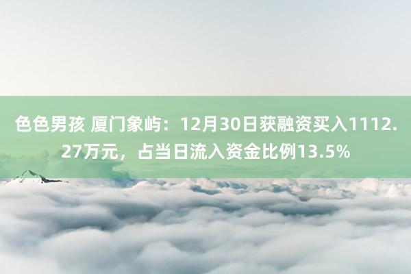 色色男孩 厦门象屿：12月30日获融资买入1112.27万元，占当日流入资金比例13.5%