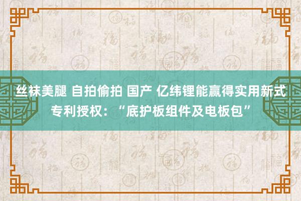 丝袜美腿 自拍偷拍 国产 亿纬锂能赢得实用新式专利授权：“底护板组件及电板包”