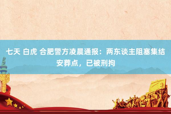 七天 白虎 合肥警方凌晨通报：两东谈主阻塞集结安葬点，已被刑拘