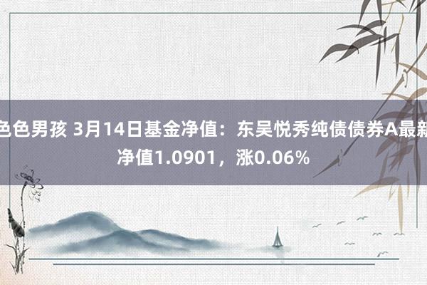 色色男孩 3月14日基金净值：东吴悦秀纯债债券A最新净值1.0901，涨0.06%