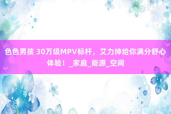 色色男孩 30万级MPV标杆，艾力绅给你满分舒心体验！_家庭_能源_空间