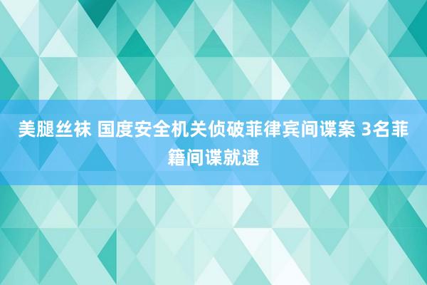 美腿丝袜 国度安全机关侦破菲律宾间谍案 3名菲籍间谍就逮