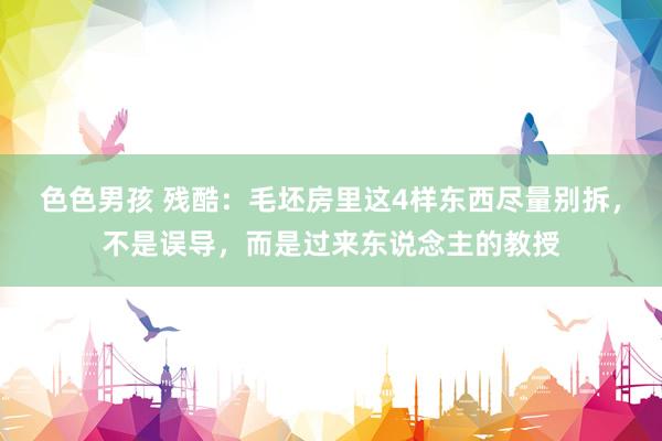 色色男孩 残酷：毛坯房里这4样东西尽量别拆，不是误导，而是过来东说念主的教授