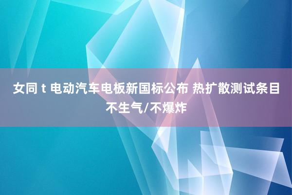 女同 t 电动汽车电板新国标公布 热扩散测试条目不生气/不爆炸