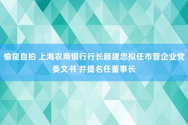 偷窥自拍 上海农商银行行长顾建忠拟任市管企业党委文书 并提名任董事长