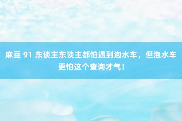 麻豆 91 东谈主东谈主都怕遇到泡水车，但泡水车更怕这个查询才气！