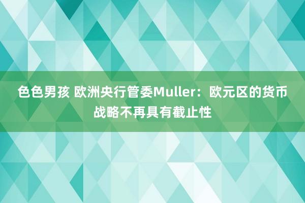 色色男孩 欧洲央行管委Muller：欧元区的货币战略不再具有截止性